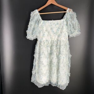 unknown brand Textured Floral Ruffle Dress